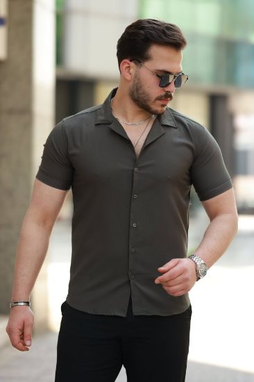 Erkek Apaj Yaka Kısa Kollu Gömlek resmi